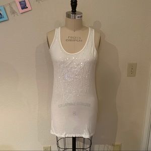 White Sequin Tank Top